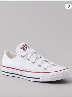 Converse Chuck Taylor All Star White Low-Top Sneaker with Red & Navy Stripe